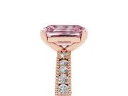 Emerald Cut Vintage Pavé Engagement Ring Setting for a Fancy Pink Lab-Grown Diamond | Rose Gold