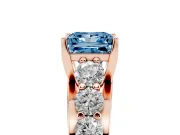 Princess Cut Graduated Engagement Ring Setting for a Fancy Blue Lab-Grown Diamond | Rose Gold