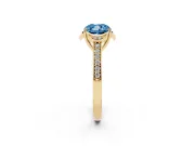 Cushion Cut Floral Pavé Engagement Ring Setting for a Fancy Blue Lab-Grown Diamond | Yellow Gold