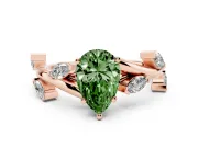 Pear-Shaped Twisted Vine Engagement Ring Setting for a Fancy Green Lab-Grown Diamond | Rose Gold