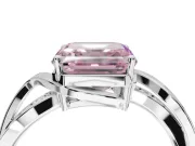 Asscher Cut Bypass Solitaire Engagement Ring Setting for a Fancy Pink Lab-Grown Diamond | Pavé Strands | Sterling Silver