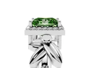 Princess Cut Floral Halo Engagement Ring Setting for a Fancy Green Lab-Grown Diamond | Platinum