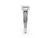 Emerald Cut Hidden Halo Engagement Ring Setting | Triple Row Pavé Band | Platinum