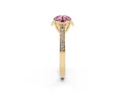 Round Floral Pavé Engagement Ring Setting for a Fancy Pink Lab-Grown Diamond | Yellow Gold