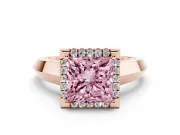 Princess Cut Knife-Edge Halo Engagement Ring Setting for a Fancy Pink Lab-Grown Diamond | Rose Gold