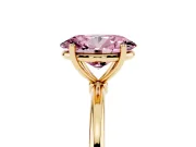 Oval Thin Solitaire Engagement Ring Setting for a Fancy Pink Lab-Grown Diamond | Straight Plain Band | Yellow Gold