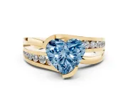 Heart-Shaped Graduated Bypass Engagement Ring Setting for a Fancy Blue Lab-Grown Diamond | Split Shank | Yellow Gold
