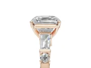 Asscher Cut Tapered Baguette Engagement Ring Setting | Bar Set Sides | Rose Gold
