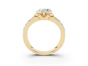 Heart-Shaped Half Bezel Engagement Ring Setting | Double Row Channel Band | Yellow Gold