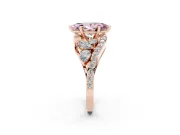 Fancy Pink Marquise Cut Diamond Halo Ring Set in Rose gold with Marquise and Pavé Band in Prong Setting