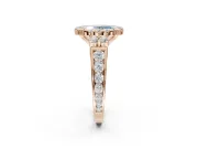Oval Halo Engagement Ring Setting for a Fancy Blue Lab-Grown Diamond | Side Clusters | Rose Gold