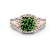 Cushion Cut Split Shank Halo Engagement Ring Setting for a Fancy Green Lab-Grown Diamond | Rose Gold