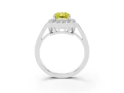 Radiant Cut Halo Engagement Ring Setting for a Fancy Yellow Lab-Grown Diamond | Polished Halo Rim | Platinum