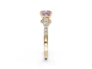 Cushion Cut Pavé Solitaire Engagement Ring Setting for a Fancy Pink Lab-Grown Diamond | Crossover Gallery | Yellow Gold