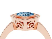 Heart-Shaped Double Milgrain Halo Engagement Ring Setting for a Fancy Blue Lab-Grown Diamond | Pave Band | Rose Gold
