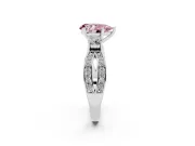 Fancy Pink Three-Stone Pear Cut Diamond Twist Band Ring Set in Silver with Pavé Accents and Prong Setting