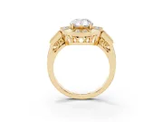 Pear Cut Diamond Milgrain Halo Ring Set in Yellow gold with Split Shank