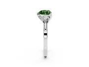 Heart-Shaped Hidden Halo Three Stone Engagement Ring Setting for a Fancy Green Lab-Grown Diamond | Platinum