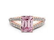 Emerald Cut Graduated Split Shank Engagement Ring Setting for a Fancy Pink Lab-Grown Diamond | Rose Gold