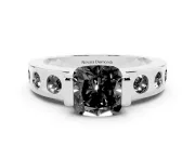 Cushion Cut Tension Style Engagement Ring Setting for a Black Center | Flush Set Accents | Platinum