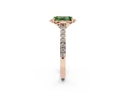Emerald Cut Floral Petal Engagement Ring Setting for a Fancy Green Lab-Grown Diamond | Petal Accents | Rose Gold