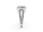 Radiant Cut Milgrain Halo Engagement Ring Setting | Open Loop Shoulders | Sterling Silver