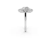 Round Floral Double Halo Engagement Ring Setting | Plain Band | White Gold