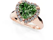 Heart-Shaped Halo Engagement Ring Setting for a Fancy Green Lab-Grown Diamond | Square Profile Band | Rose Gold