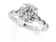 Round Cut Diamond Solitaire Ring Set in Silver with Infinity Twist Pavé Band