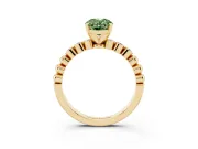 Oval Beaded Solitaire Engagement Ring Setting for a Fancy Green Lab-Grown Diamond | Yellow Gold