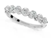 Round Lab-Grown Diamond Half Eternity Wedding Band | Raised Round Heads | White Gold