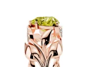 Heart-Shaped Leaf Bypass Engagement Ring Setting for a Fancy Yellow Lab-Grown Diamond | Rose Gold