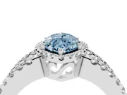 Fancy Blue Marquise Cut Diamond Halo Ring Set in Silver with Pavé Split Shank and Prong Setting