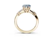 Heart-Shaped Tapered Baguette Engagement Ring Setting for a Fancy Blue Lab-Grown Diamond | Bar Set Sides | Yellow Gold