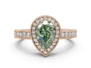 Pear-Shaped Milgrain Halo Engagement Ring Setting for a Fancy Green Lab-Grown Diamond | Wide Pavé Band | Rose Gold