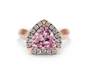 Heart-Shaped Halo Engagement Ring Setting for a Fancy Pink Lab-Grown Diamond | Square Profile Band | Rose Gold