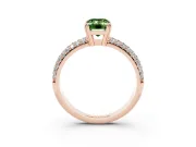 Emerald Cut Three Row Pave Engagement Ring Setting for a Fancy Green Lab-Grown Diamond | Rose Gold
