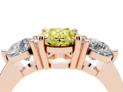 Oval Three Stone Engagement Ring Setting for a Fancy Yellow Lab-Grown Diamond | Open Prong Baskets | Rose Gold