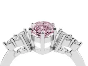 Marquise Cluster Side Stone Engagement Ring Setting for a Fancy Pink Lab-Grown Diamond | Plain Band | Sterling Silver