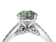 Round Pavé Solitaire Engagement Ring Setting for a Fancy Green Lab-Grown Diamond | Crossover Gallery | Platinum