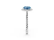 Round Rope Halo Engagement Ring Setting for a Fancy Blue Lab-Grown Diamond | White Gold