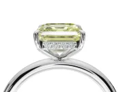 Asscher Cut Hidden Halo Ring Setting for a Fancy Yellow Lab-Grown Diamond | Platinum