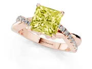 Princess Cut Twist Engagement Ring Setting for a Fancy Yellow Lab-Grown Diamond | Rose Gold