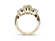 Round Three Stone Engagement Ring Setting for a Fancy Yellow Lab-Grown Diamond | Tapered Pave Band | Yellow Gold