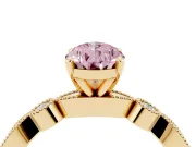 Pear-Shaped Vintage Milgrain Engagement Ring Setting for a Fancy Pink Lab-Grown Diamond | Bezel Accents | Yellow Gold