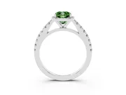 Fancy Green Cushion Cut Diamond Halo Engagement Ring Set in Silver with Pavé Band and Prong Setting
