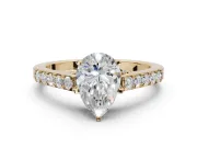Pear-Shaped Pavé Solitaire Engagement Ring Setting | Crossover Gallery | Yellow Gold