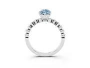 Fancy Blue Marquise Cut Diamond Solitaire Engagement Ring Set in Platinum with Bezel Accents on Beaded Band