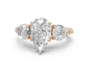 Pear-Shaped Three Stone Engagement Ring Setting | Tapered Pave Band | Rose Gold