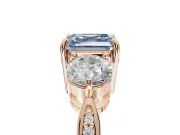 Asscher Cut Three Stone Engagement Ring Setting for a Fancy Blue Lab-Grown Diamond | Tapered Pave Band | Rose Gold